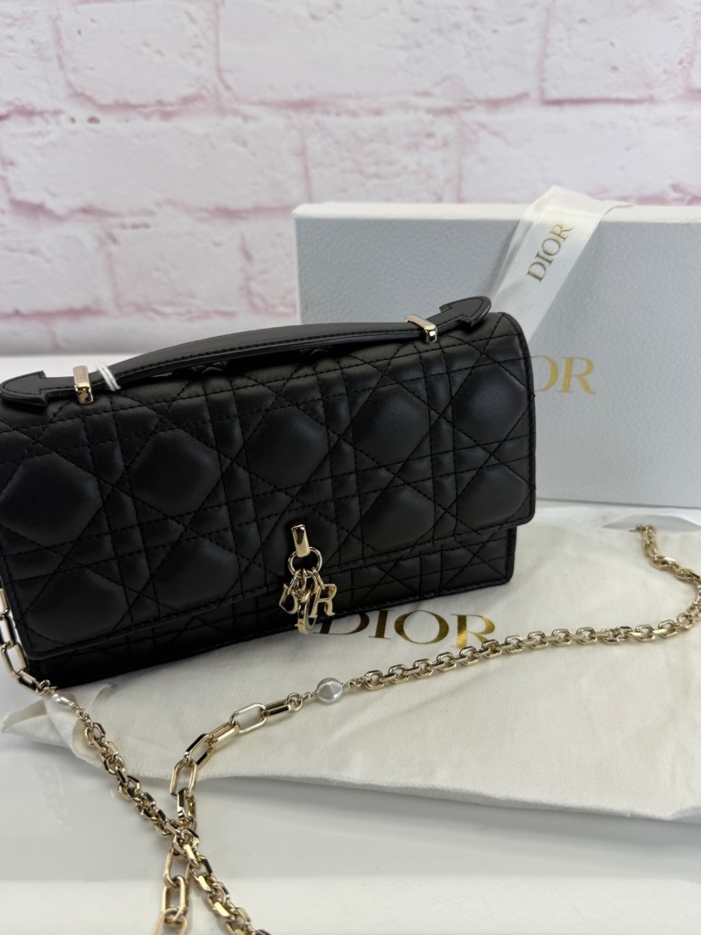 Dior My Dior Mini Black Quilted Cannage Lambskin Shoulder Bag - Picture 15 of 16
